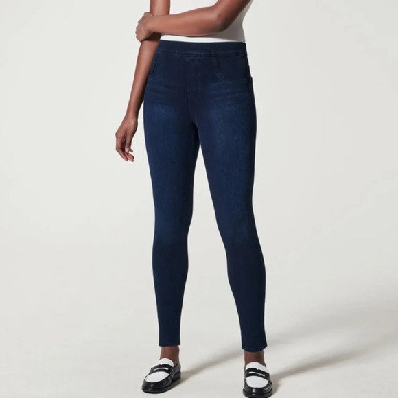 Spanx Jeanish Knit Shaping Leggings in Twilight Rinse - Size Small - Picture 1 of 11